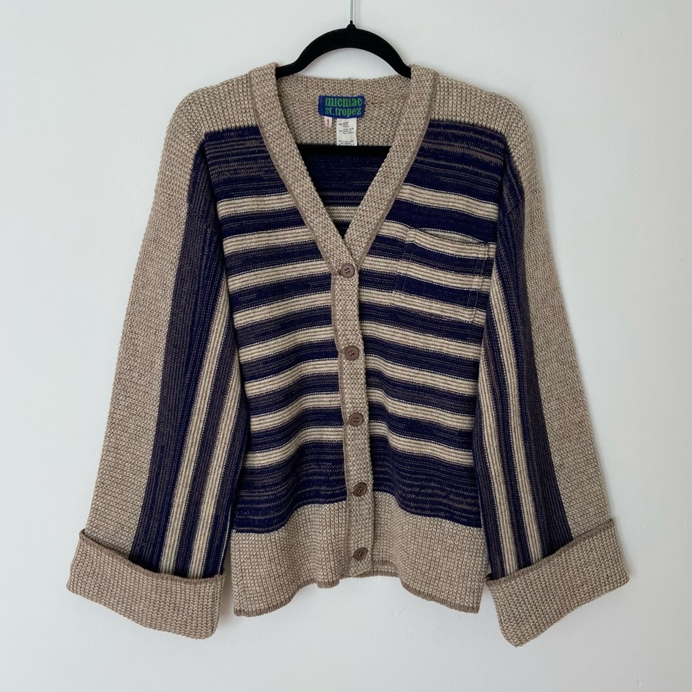 Vintage '60s Micmac St Tropez Wool Bell Sleeve Cardigan Sweater size Medium